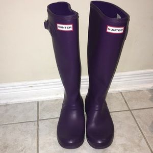 Tall, purple Hunter Boots